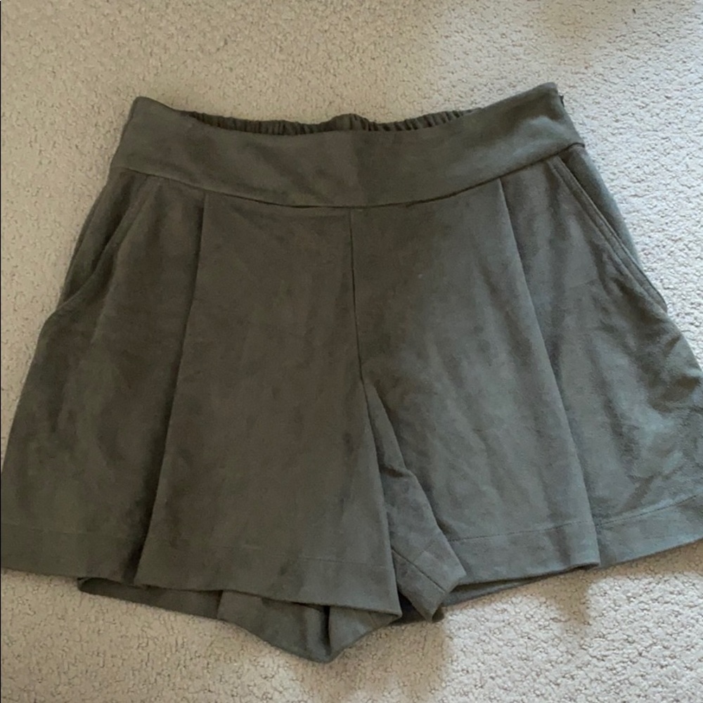 State Green Suede Shorts